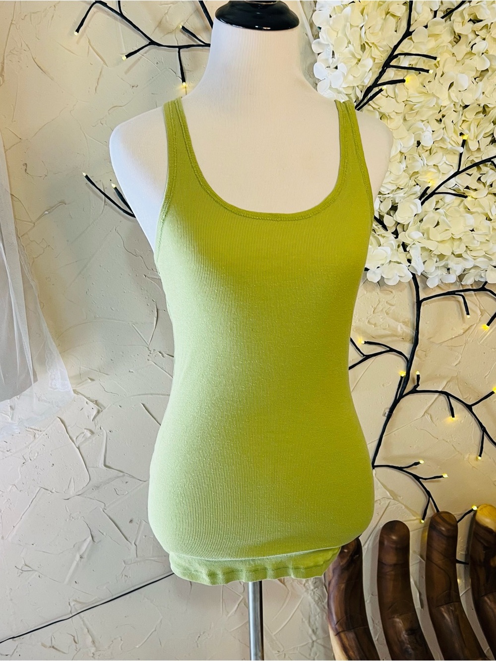 Forever 21 Lime Green Ribbed Scoop Tank